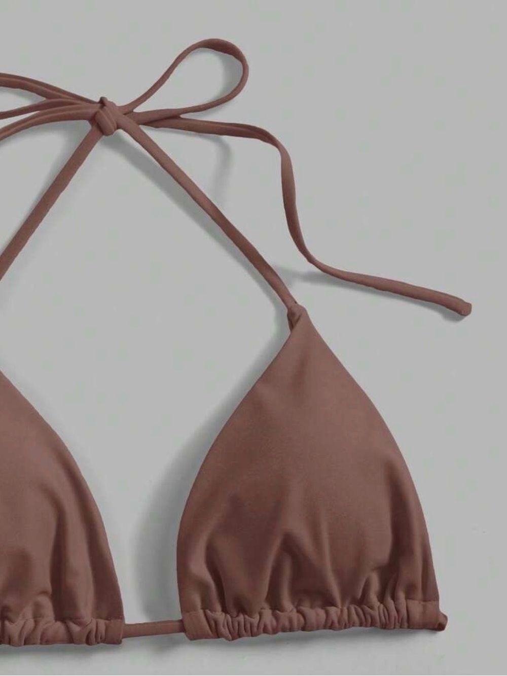 Thick Jersey Sweatshirt Material Triangle String Bikini Top Dusty Mauve S
